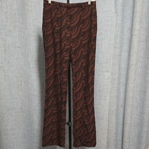 Allan Waller Italian Made Elegant Brown Patterned Women's Trousers Size 6